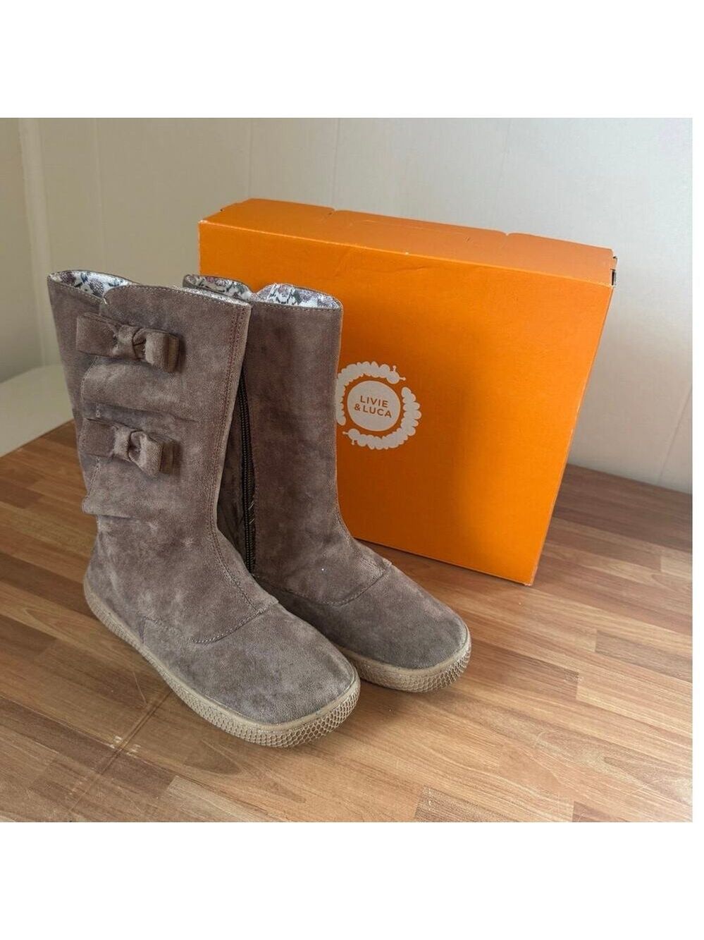 Livie & Luca Neve Recycled Microfiber Tall Boots - Taupe - Youth Size 2Y
